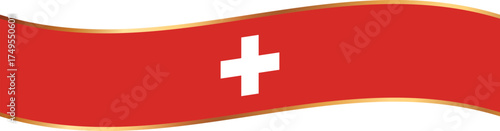 banner with flag of Switzerland, flag banner with gold frame