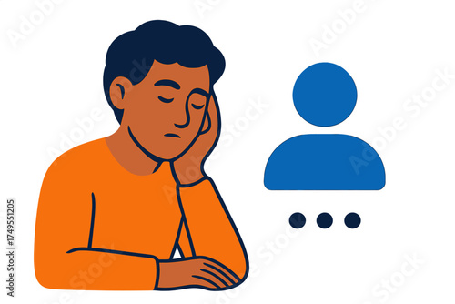 Young person feeling bored and fatigued while waiting for a digital response or connection