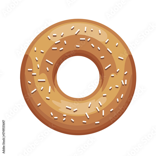 Isolated doughnut with white sprinkles on surface, creating sugary temptation. Doughnut is glazed with tempting icing and appetizing sprinkles. Enjoy isolated doughnut as sweet snack,