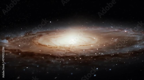 Realistic Spiral Galaxy With Vibrant Stars In Deep Space Background