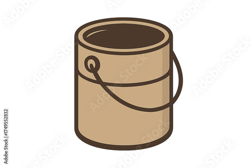 Open paint bucket container with handle for renovation and home decoration