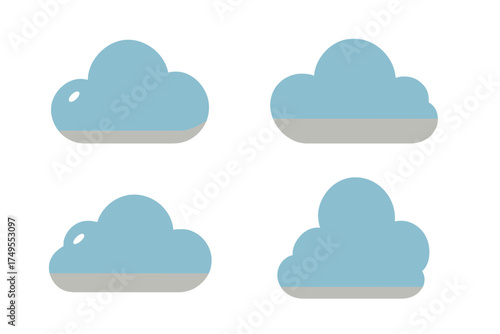 Modern blue and gray graphic cloud shapes set for weather forecast or digital technology