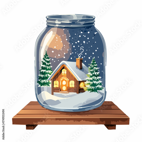 Aquarellbild: „Winterabend im Glas“