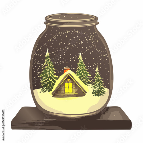Aquarellbild: „Winterabend im Glas“
