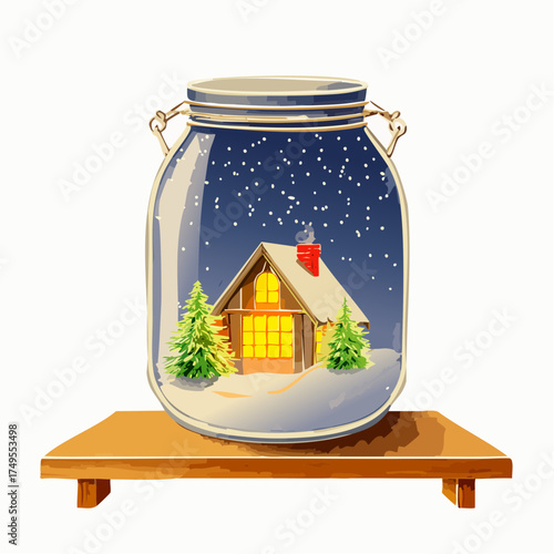 Aquarellbild: „Winterabend im Glas“