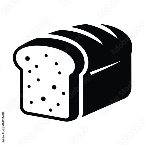 Black loaf of bread with seeds sliced baked