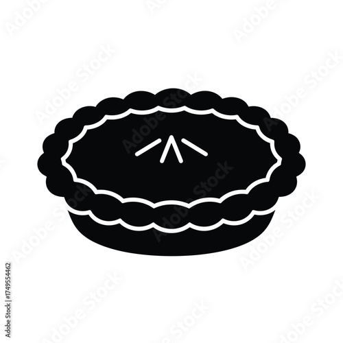 Black pie silhouette with decorative crust dessert