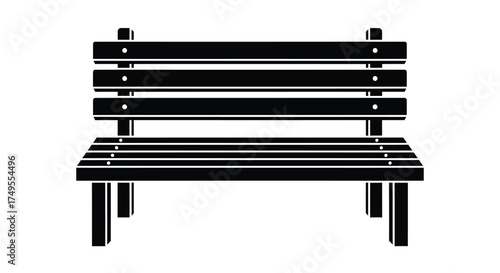 Black park bench silhouette outdoor furniture seating