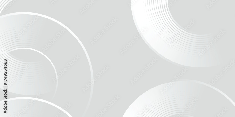 Fototapeta premium White geometric abstract background overlapping layers on bright space with line effect decoration. Circle style concept