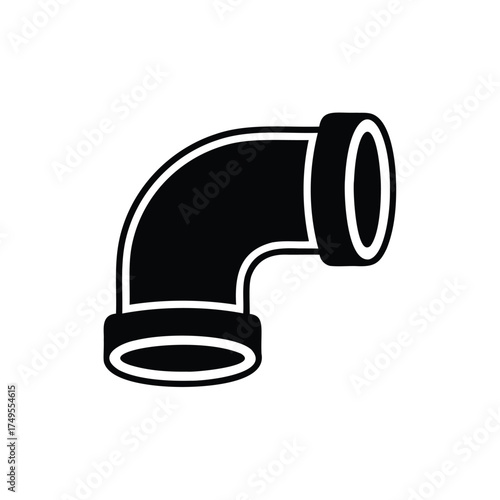 Black pipe elbow with white rim plumbing industrial