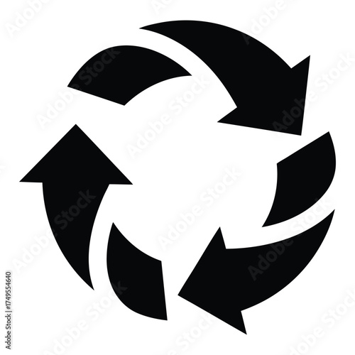 Black recycling symbol arrows circular