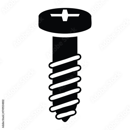 Black screw with cross slot head fastener hardware