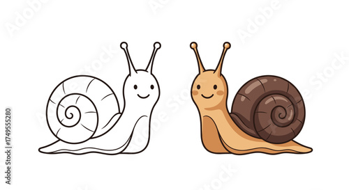 Cute cartoon snails for coloring and decoration.