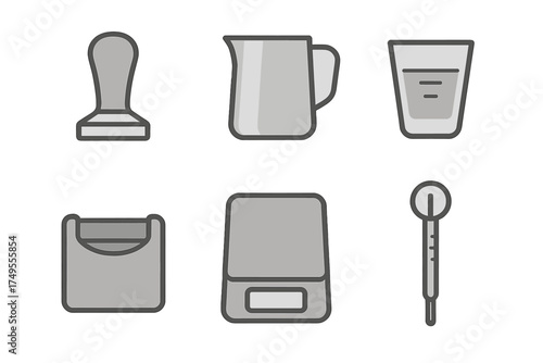Professional barista tools and equipment set for making high quality espresso drinks