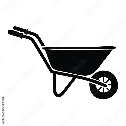 Black wheelbarrow silhouette garden tool transport
