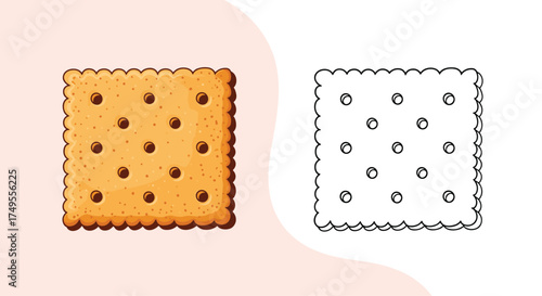 A crunchy baked square cracker with small indentations in a grid pattern.