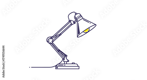 A vintage architect style desk lamp with an adjustable arm.