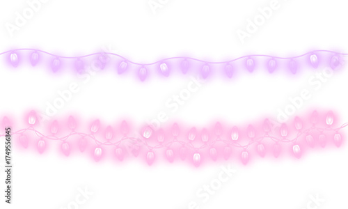 Christmas garlands and glowing LED bulbs. Festive lights and decorative strings.