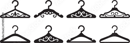 Ornate and simple black clothing hangers garment accessory