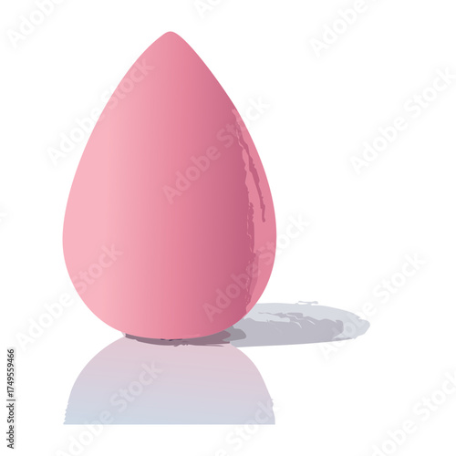Classic Light Pink Teardrop Beauty Blender Sponge Isolated on a White Background with Soft Shadow