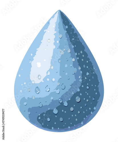 Refreshing Blue Teardrop-Shaped Sponge with Condensation, Ideal for Cool and Hydrated Skincare Concepts