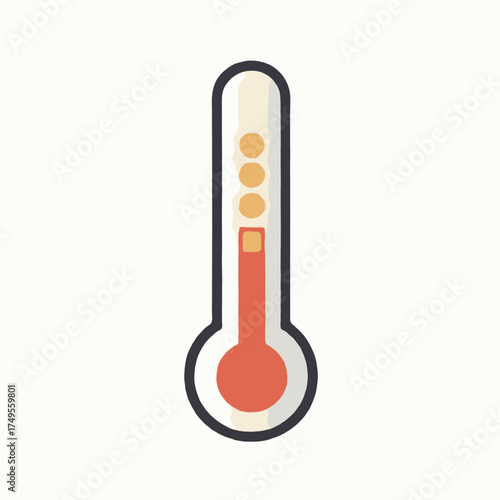 A simple, stylized illustration of a thermometer with a red liquid column indicating a moderate temperature reading.