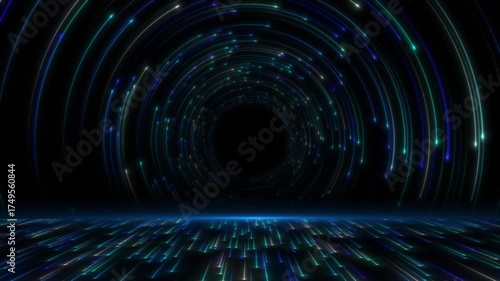 colourful particles podium background arch shooting star floor particle star dust background