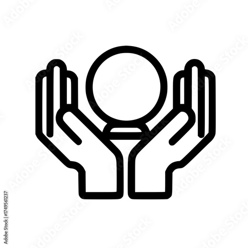 Abstract mirror symbol above hands representing inner reflection and mental clarity