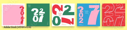2027 Happy New Year logo design. Modern creative typography vector illustration in trendy minimalist style