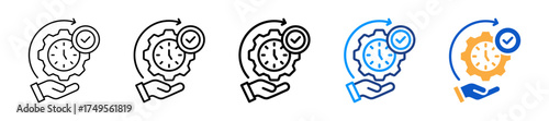 Time Management Different Style Icons Set Vector Illustration.
