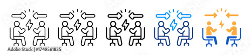 Conflict Resolution Different Style Icons Set Vector Illustration.