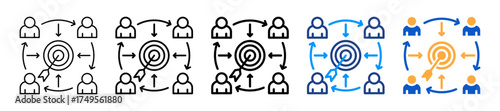 Goal Alignment Different Style Icons Set Vector Illustration.