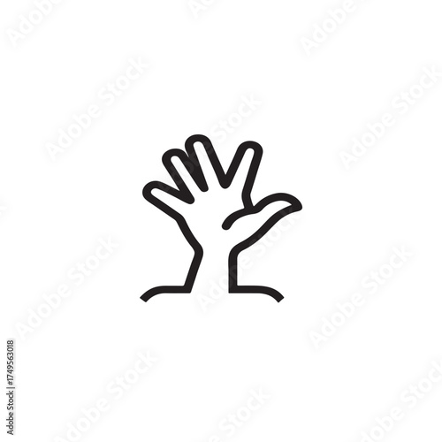 Stylized Outline Of Joined Hands Symbolizing Help, Support, And Unity For Community And Charity