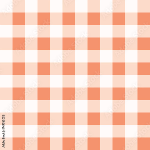 Orange and White Gingham Plaid Seamless Pattern for Fabric Textile and Paper