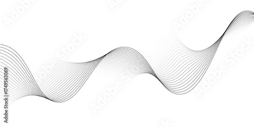 Background dots particles nice wave pattern halftone black gradient curve.