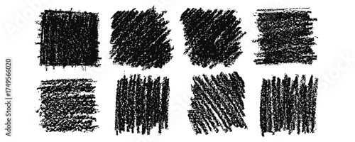 Black vector texture of wax crayons. Hand drawn сharcoal pencil scribble. Grunge design element. Pastel texture style.