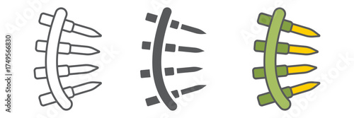 Bullet belt icon, army and military, machine gun belt sign, vector graphics, a linear pattern on a white background. editable stroke