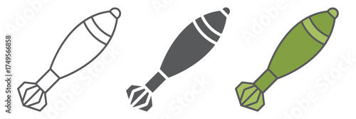 Mortar shell icon, army and weapon, military bomb sign, vector graphics, a linear pattern on a white background. editable stroke