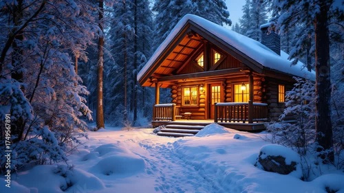 Winter Cabin Retreat - A Cozy Escape in the Snowy Woods.