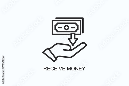 Receive Money Icon Or Logo Isolated Vector Illustration