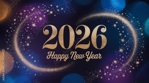 Happy New Year 2026 Celebration,Colorful 2026 new year celebration,New Year sign with golden ribbon,2026 happy new year text design,celebrating the upcoming years,flyer for new year celebration,Ai