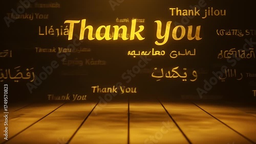 Thank You In Many Languages Golden Abstract Background Video Loop