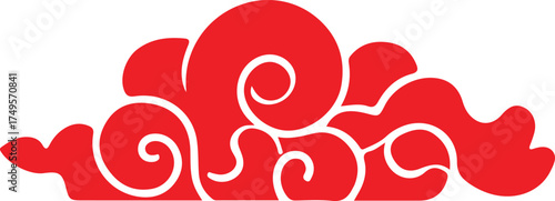 Traditional Asian Auspicious Cloud Graphic. Red Vector Design for Chinese or Japanese Style, Good Fortune, and Cultural Decoration