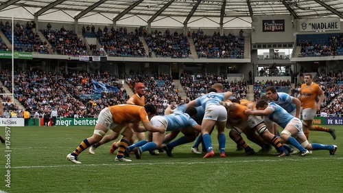 Rugby Match Scrum Action Crowd Stadium Sport Realistic Video