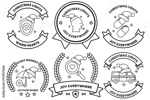 A set of Christmas lights and other holiday themed stickers