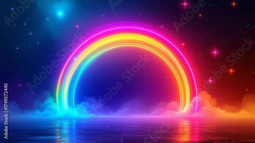 Neon Rainbow Portal - A Vibrant Gateway to Another Dimension.