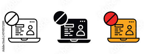 Unauthorized Access icon vector. restricted account access on laptop symbol. vector illustration.