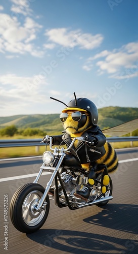 Bee on a Motorcycle - A Humorous Ride on the Open Road.