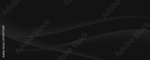 3D black geometric abstract background overlap layer on dark space with waves shape decoration. Minimalist modern graphic design element cutout style concept for banner, flyer, card, or brochure cover