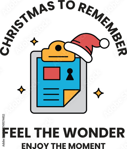 A Christmas to Remember sign with a clipboard and a santa hat on it